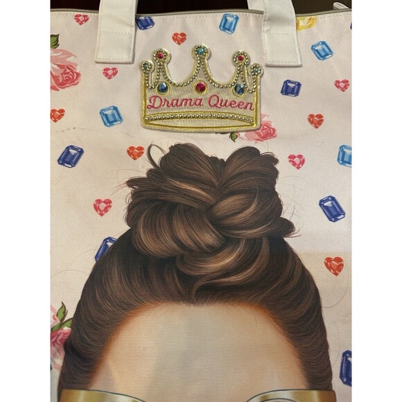 Birdie & Quill Tote Bag Drama Queen Embelliished Large White NWT - Picture 2 of 6